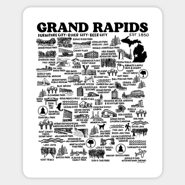 Grand Rapids Map Sticker by fiberandgloss